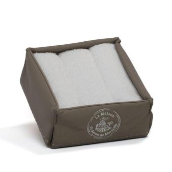 La Maison du Savon de Marseille - Set so 6 bielymi uteráky na ruky - hnedý box
